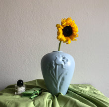 Load image into Gallery viewer, 80s Light Blue Floral Haeger Vase
